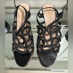 Prada Black Strappy Heels